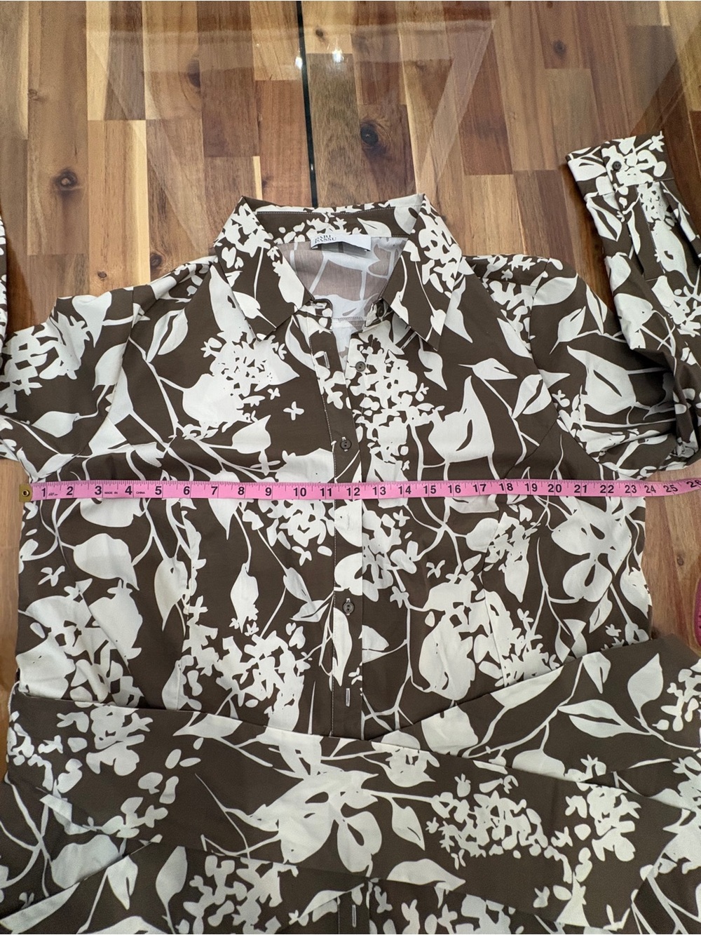 NWOT Pari Passu Plus Sz 5B (US 20) Poplin Floral Print Shirtdress Waist Tie - Picture 8 of 10